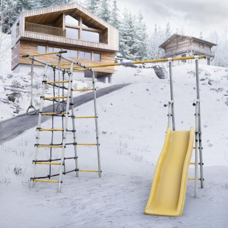 Детский спортивный комплекс для дачи ROMANA Богатырь (Цвет серый/желтый | Качели Без качелей)