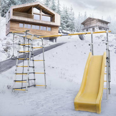 Детский спортивный комплекс для дачи ROMANA Богатырь Плюс 2 MAX (Цвет серый/желтый | Качели Без качелей)